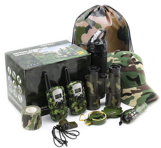 CEREM - Outdoor Adventure Kit for Kids – Premium Camouflage Camping Gear with Walkie-Talkies – Military Style Toys – Explorer Gear Play Set – 10 in 1 Bundle – Ideal for All Ages and Genders