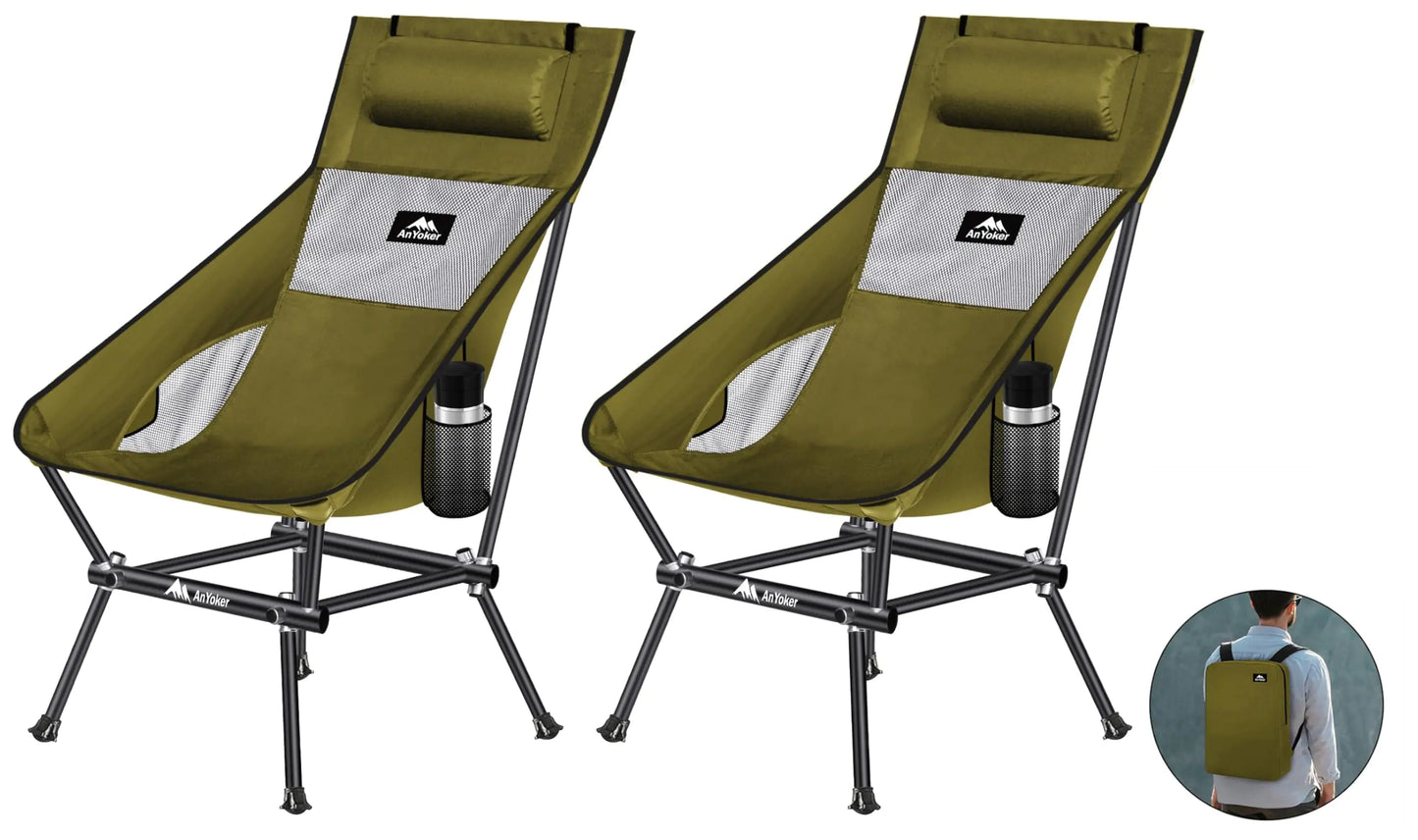 ANYOKER - Portable Folding Camping Chair | (2 Pack)