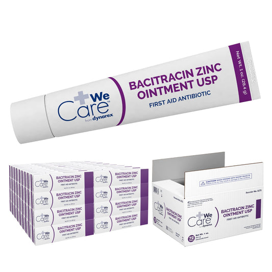 DYNAREX - Bacitracin Zinc Ointment USP - Burn Cream and Antibiotic Ointment for Minor Cuts Diaper Rashes Wound Care and First Aid 1 oz Tubes - Case of 72 Tubes