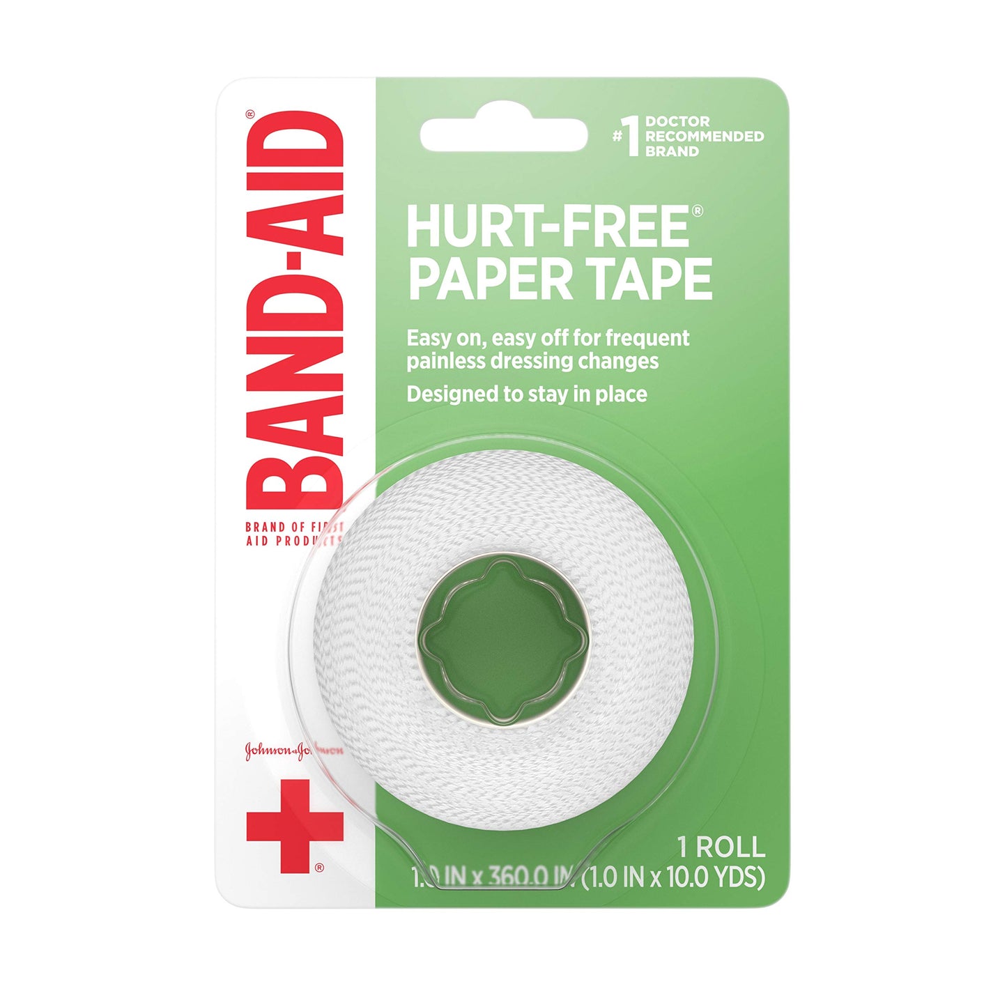 BAND-AID - Brand of First Aid Products Hurt-Free Medical Adhesive Paper Tape to Secure Bandages and Wound Dressings Non-Irritating 1 Inch by 10 Yards (Pack of 6)