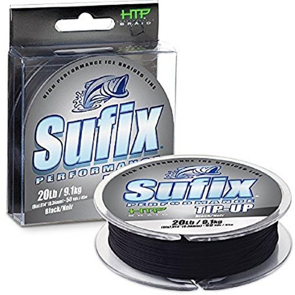 SUFIX - Performance 50-Yards Spool Size Tip Up Ice Braid Line (Black 20-Pound)