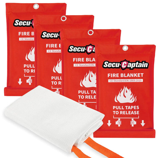 SECUCAPTAIN- Emergency Fire Blanket for Home and Kitchen (4 Pack)