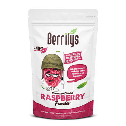 BERRILYS - Freeze Dried Raspberry Powder 2.47 oz Resealable Pack Intense Flavor and Versatility for Culinary Excellence and Nutrient-Rich Bliss