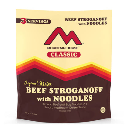 MOUNTAIN HOUSE - Classic Beef Stroganoff with Noodles | Freeze Dried Backpacking & Camping Food | 3 Servings
