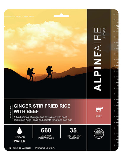 ALPINEAIRE - Ginger Stir Fried Rice with Beef Freeze-Dried/Dehydrated Entrée Meal Pouch Just add Water