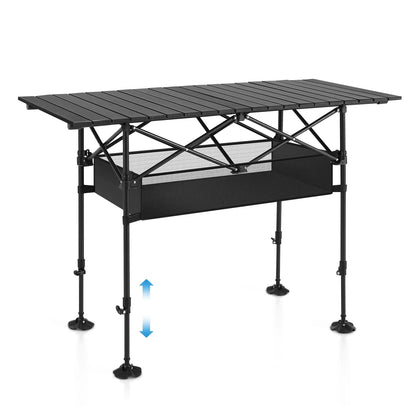 ALPHA CAMP - Portable Folding Roll-up Outdoor Camping Table | with Adjustable Height