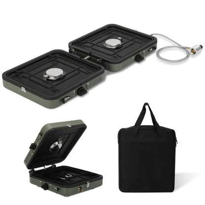 Dual Burner Portable Camp Stove with Griddle
