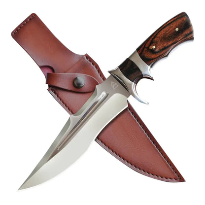KRATOS - Hunting Knife with Sheath 12.2" Survival Knife Full Tang Knife 440 Stainless Steel Fixed Blade Hunting Knives with Wood Handle ZF11